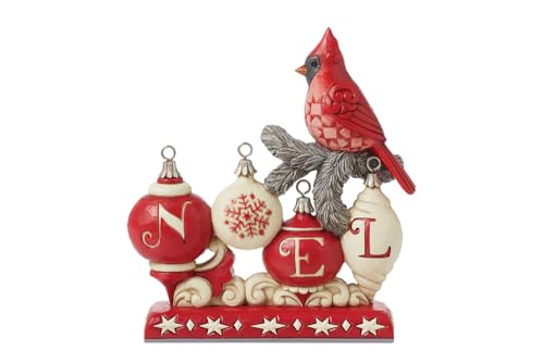 Hand-Painted Christmas Cardinal Noel Figurine - Stone Resin Holiday Decor (6.7")