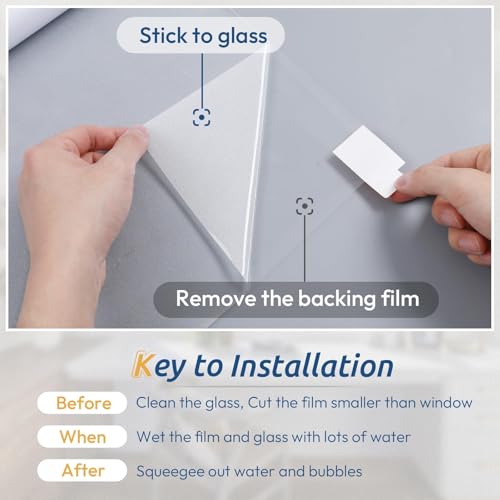 Frosted Glass Window Privacy Film - Static Cling UV Blocking Tint (17.5" x 78.7")