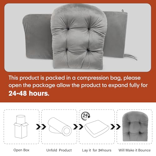 5-Piece Glider Rocker Cushion Set with Storage Pockets, Grey Flannel