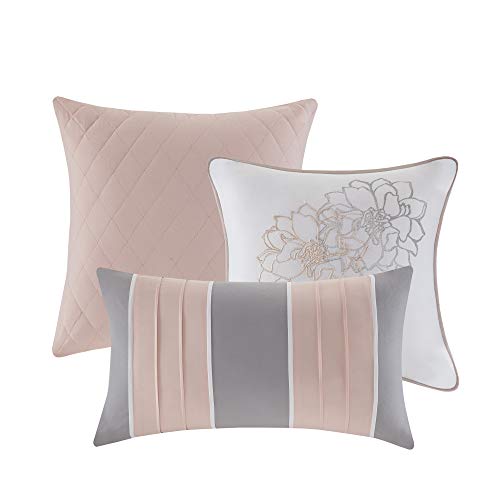 Floral Comforter Set - 7PC King All Season Bedding with Decorative Pillows