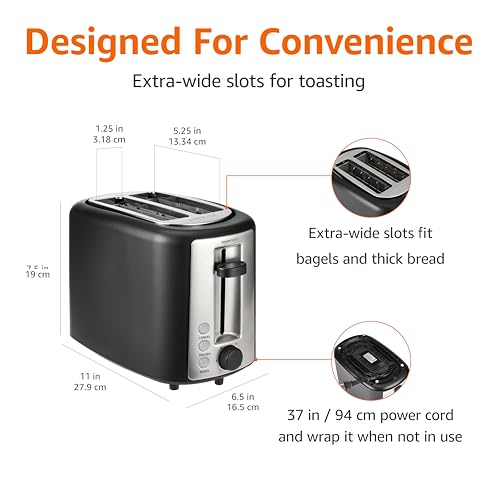 2-Slice Extra Wide Slot Toaster - 6 Browning Settings & Crumb Tray