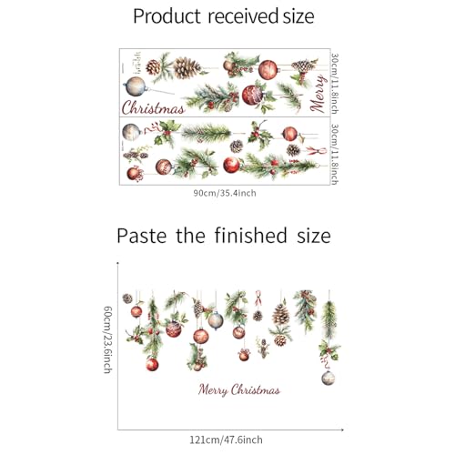 Christmas Wall Decals 9 - Winter Pine Cones & Colorful Balls Removable Vinyl