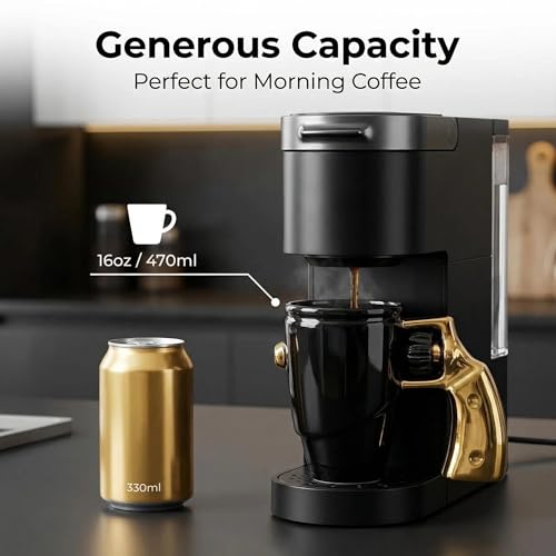 LUCYLANKER Revolver Gun Mug with Lid - 16 oz Gold Ceramic Coffee Tea Cup with Spin Handle, Novelty Gun Gift for Men & Enthusiasts