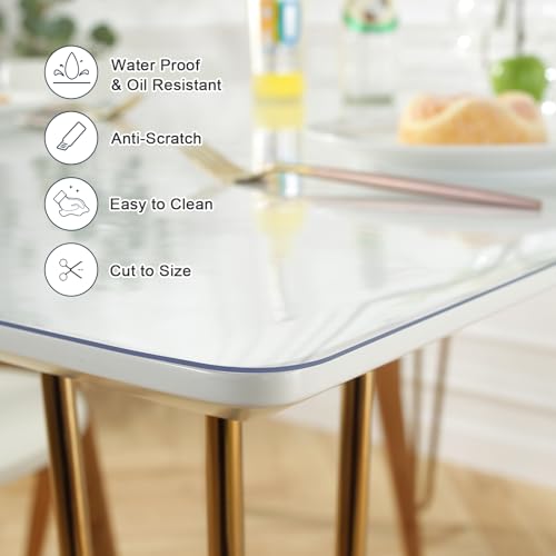 Clear Table Cover Protector 36x60 Inch - 1.5mm Waterproof PVC Mat