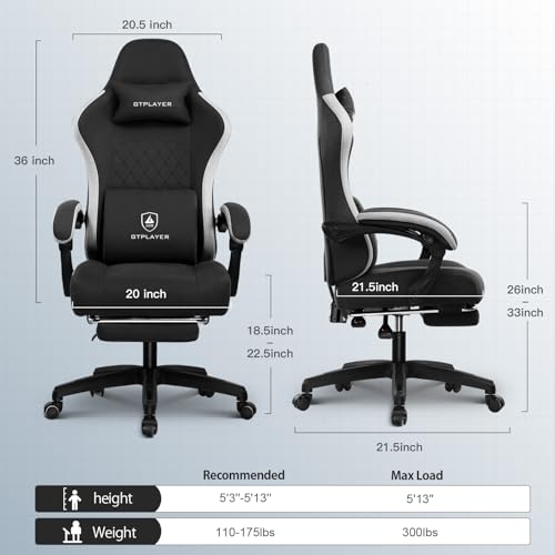 Ergonomic High Back Gaming Chair with Footrest & Pocket Spring Cushion