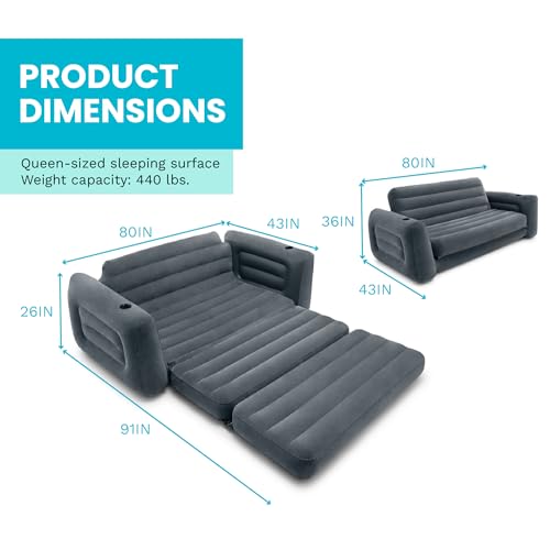 Intex Queen Size Inflatable Pull-Out Sofa Bed - Convertible Air Mattress