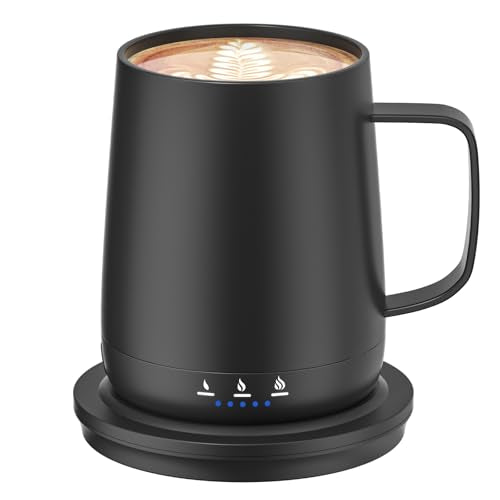 Fexqic Black Smart Self-Heating Coffee Mug 14oz with Temperature Control