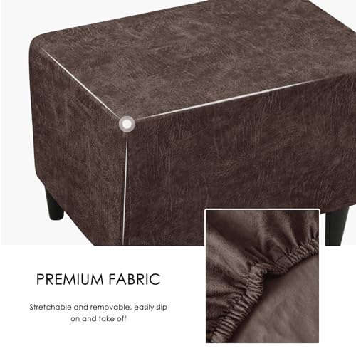 Stretch Ottoman Cover for Rectangular Foot Stool - Brown, Washable