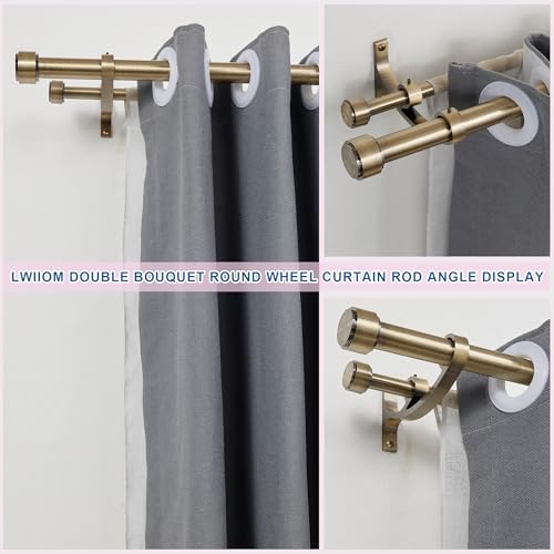 Adjustable Double Curtain Rod 72-144 Inch Gold with Bouquet Brackets