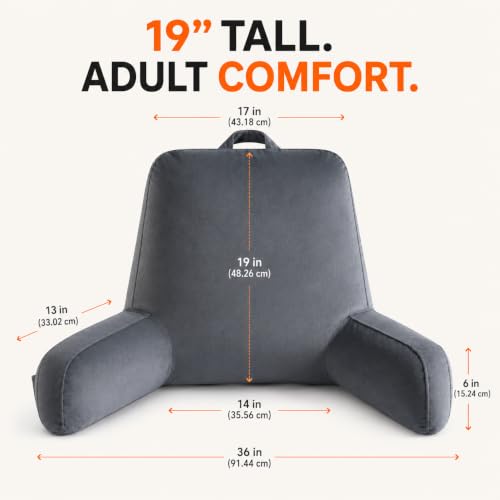 Reading Pillow with Shredded Memory Foam and Side Pockets - 19-Inch