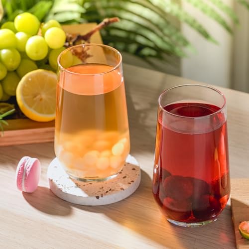 Wlasss 6-Pack 16.4oz Crystal Water Glasses - Highball Glassware for Cocktails and Juice