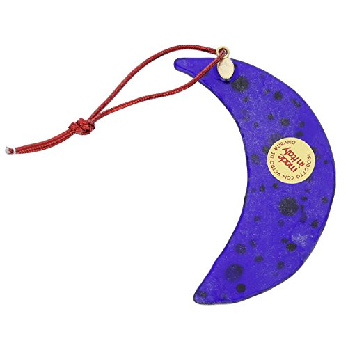 Murano Glass Moon Christmas Ornament - Blue, Handmade in Italy