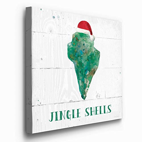 Renditions Gallery Jingle Shells with Santa Hat Wall Art - 24x24 in Ready to Hang