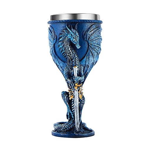 Blue Dragon Goblet - 7 oz Stainless Steel & Resin Wine Chalice