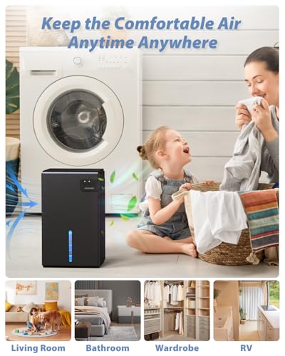 Quiet Electric Dehumidifier 95 OZ with Auto Shut Off and LED Lights for Bedroom and Basement