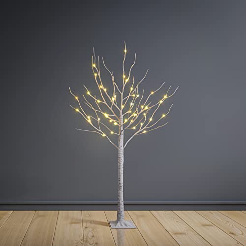 2 Pack 4ft Lighted Birch Tree with 48 LED Warm White Lights - Indoor/Outdoor Decor (4FT*2) SPIRIT STAR