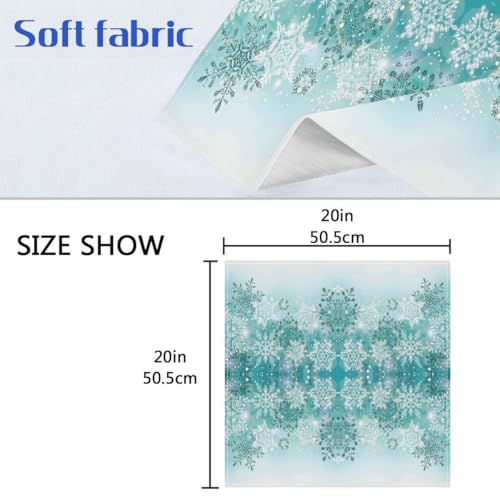 ALAZA Teal Snowflakes Christmas Cloth Napkins Set of 4 Reusable Holiday Dinner Table Decor