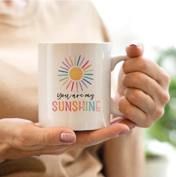 QASHWEY Colorful Sunshine Coffee Mug - Inspirational Gift for Women Girls Kids - Double Side Printed Ceramic 11oz - Variant 3
