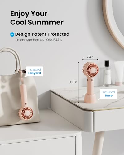 Gaiatop Mini Handheld Portable Fan, 3-Speed USB Rechargeable Desk Fan