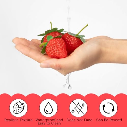 150 Pcs Realistic Artificial Strawberries - Faux Plastic Decor for Events & Home