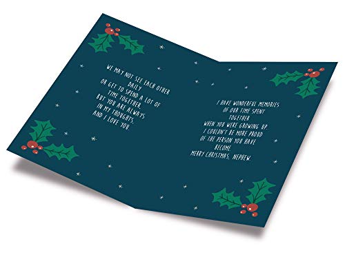 Christmas Card for Nephew - Eco-Friendly Thick Card Stock with Premium Envelope, Made in USA, 5x7.75 inches