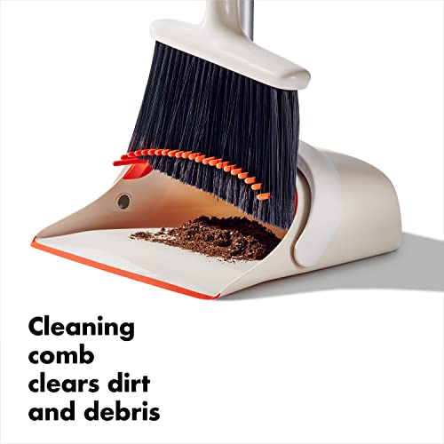 Upright Broom and Dustpan Set with Built-In Comb & Stand-Up Storage