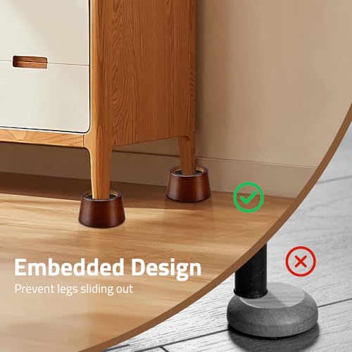 Solid Oak Wood Bed Risers 2 Inch - Heavy Duty Furniture Lifts (4 Pack)