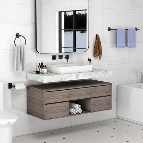 10-Piece Bathroom Hardware Set, 24-Inch Towel Bar & Accessories, Matte Black