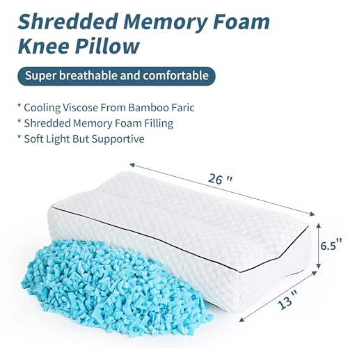 Shredded Memory Foam Knee Pillow for Side Sleepers - 26" White