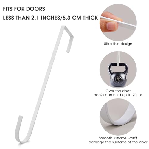 12-Inch White Metal Over the Door Wreath Hanger for Front Door Decor