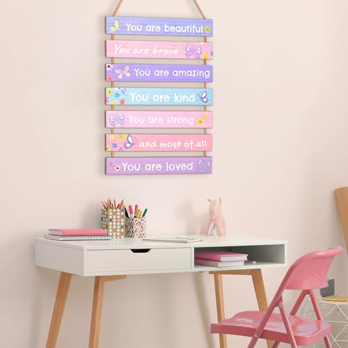 Inspirational Wooden Wall Plaque Set for Girls Bedroom Decor