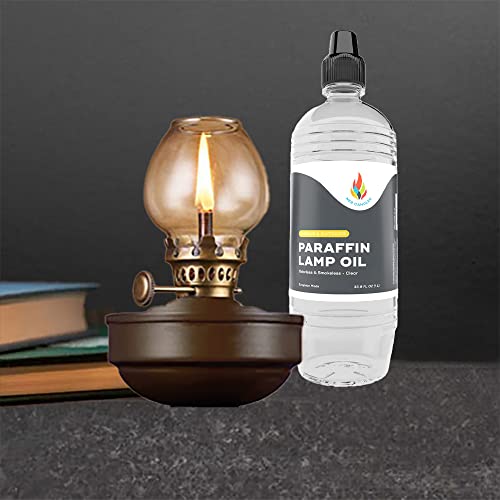 Liquid Paraffin Lamp Oil - 1 Liter, Smokeless & Odorless Fuel (2-Pack)