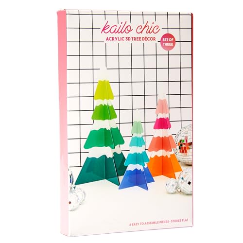 C.R. Gibson Slant 3-Piece Acrylic 3D Christmas Tree Set - Large 10" Tall (Variation: Christmas Tree)
