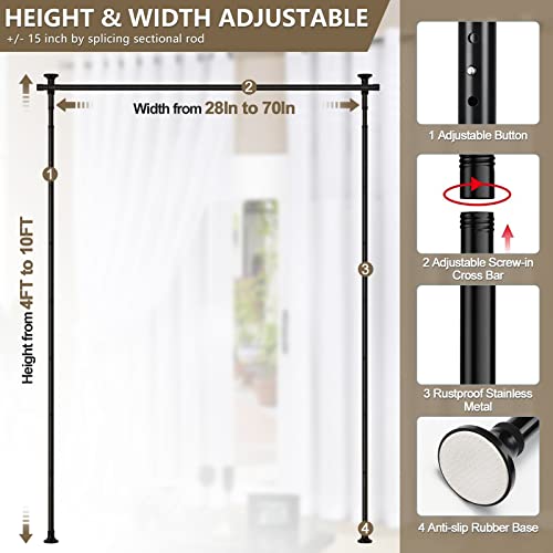 Adjustable Tension Room Divider Rod, No-Drilling Floor to Ceiling Partition