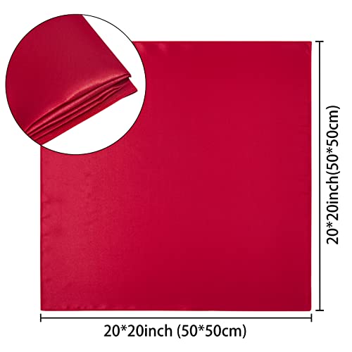 Red Satin Dinner Napkins 20x20 Inches - 100 Pack for Weddings and Parties