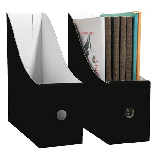 2-Pack Cardboard Magazine File Holders - Desktop Document Organizer