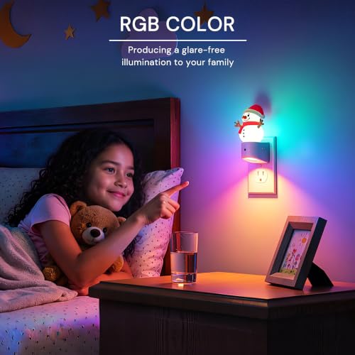 L LOHAS LED Christmas Snowman Night Light 1 Pack Dusk to Dawn RGB Kids Decor