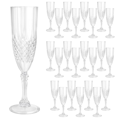 CHICERA 24 Pack White Plastic Champagne Flutes - Elegant Party Glasses
