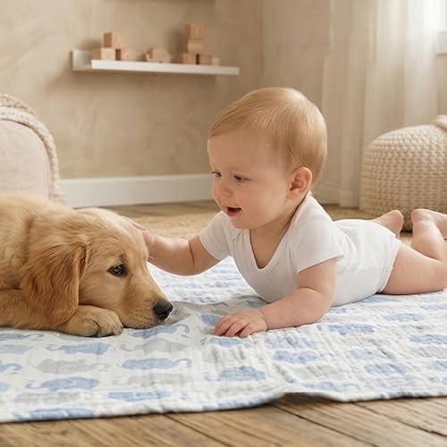 GLLQUEN BABY 100% Cotton Muslin Swaddle Blankets, 3-Pack Soft Baby Wraps