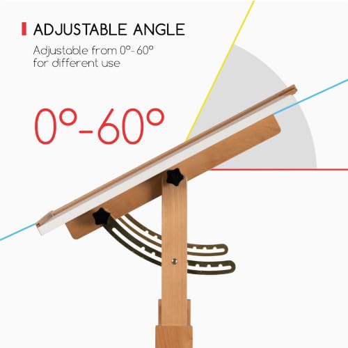 Adjustable Drafting Table and Stool Set, 35.5-inch Tiltable Drawing Desk