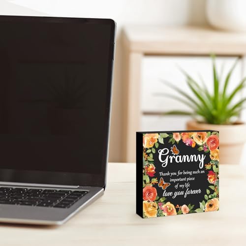 Xiahuyu Engraved Wooden Sign for Grandma - Granny Birthday & Holiday Gift, 5x5 inch (Variation 003)