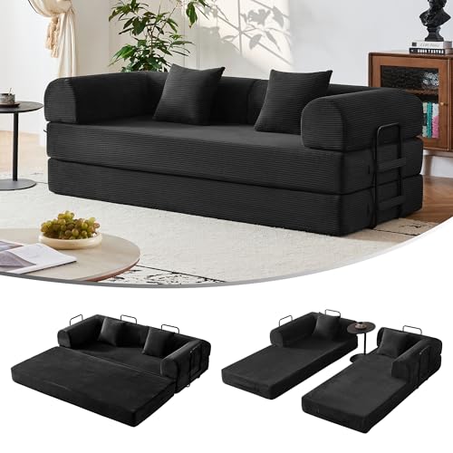 79-Inch Convertible Sofa Bed, Modular Corduroy Sleeper Couch