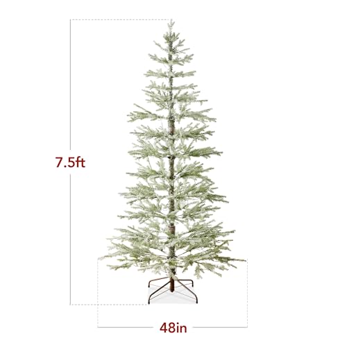 7.5ft Pre-Lit Flocked Artificial Christmas Tree with Dual Color LED Lights