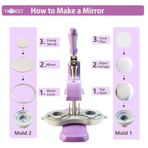 30 Sets 58mm DIY Pocket Mirror Making Supplies for Button Maker Machines