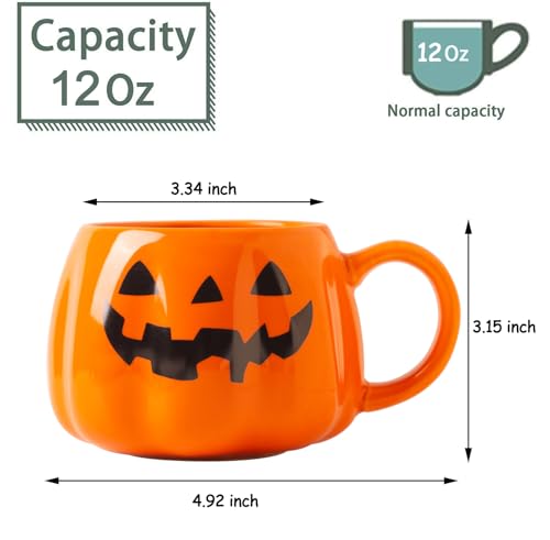 Orange Halloween Pumpkin Mug 12oz Cute Pumpkin Shaped Coffee Cup - Jmugmt