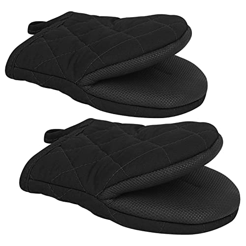 Short Silicone Oven Mitts, Heat-Resistant Kitchen Gloves with Non-Slip Grip