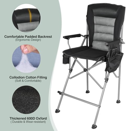 Extra Tall Camping Chair with Footrest - 330lbs Heavy Duty Folding Director Chair