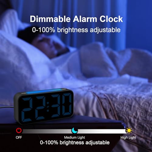 Loud Digital Alarm Clock for Heavy Sleepers with RGB Night Light & Large Display