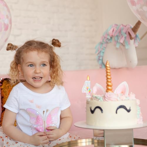 Number 4 Birthday Candle - Unicorn Party Cake Topper