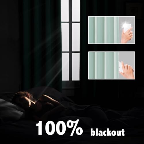 100% Blackout Curtain Panels Set - Thermal Insulated Drapes, Light Blue (2 Panels, 37W x 84L)